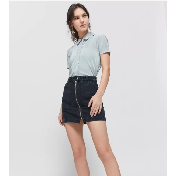 Uo BDG Layla Zip Denim Mini Skirt - Picture 1 of 11